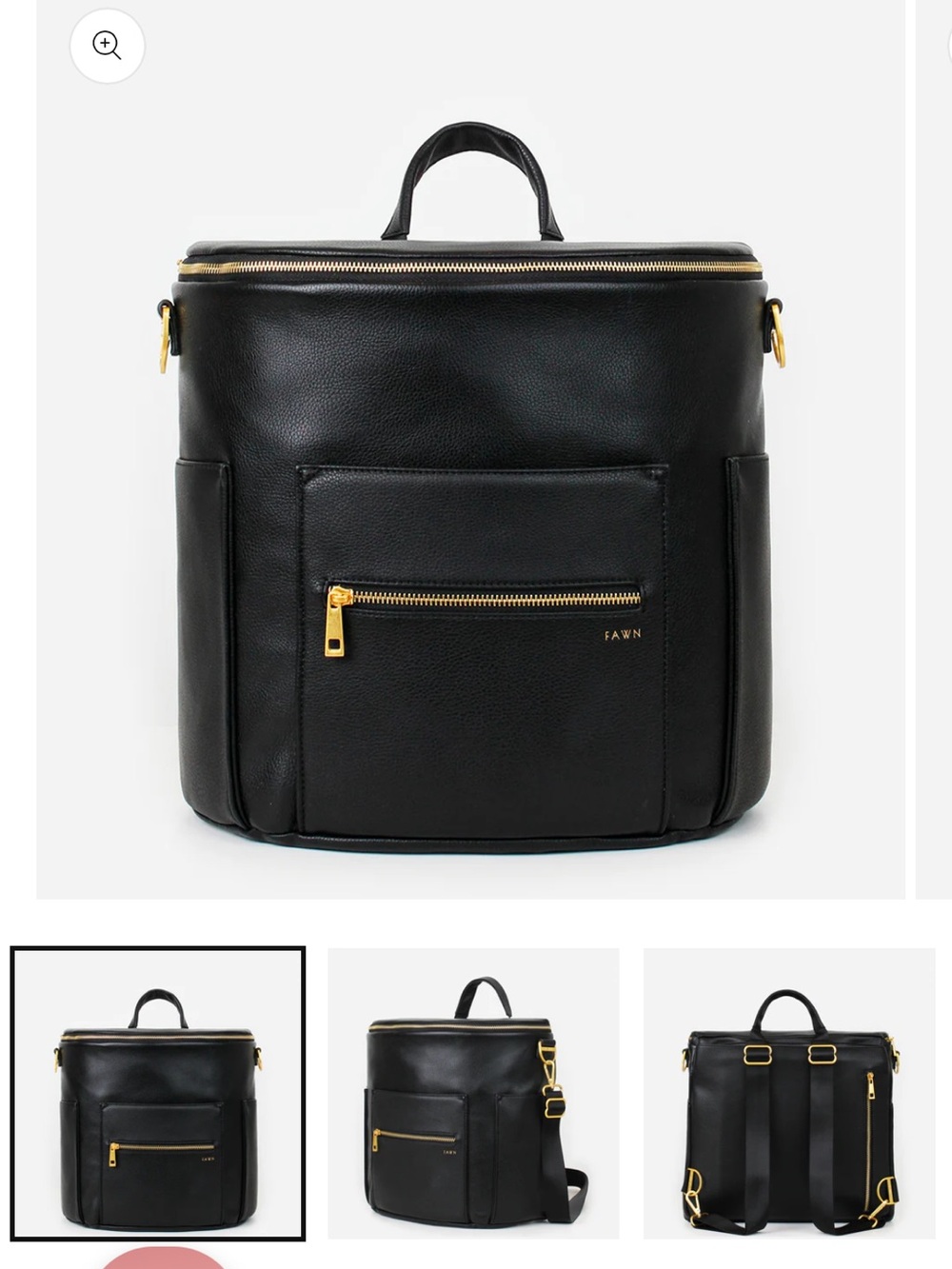 Fawn Design Black Backpack with Gold Hardware - Picture 2 of 4